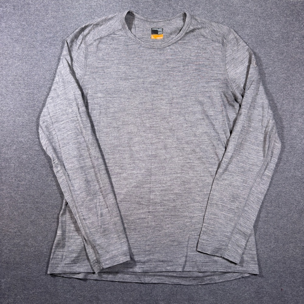 Icebreaker Merino 200 Wool Oasis Long Sleeve Shirt Mens Large Gray Base Layer